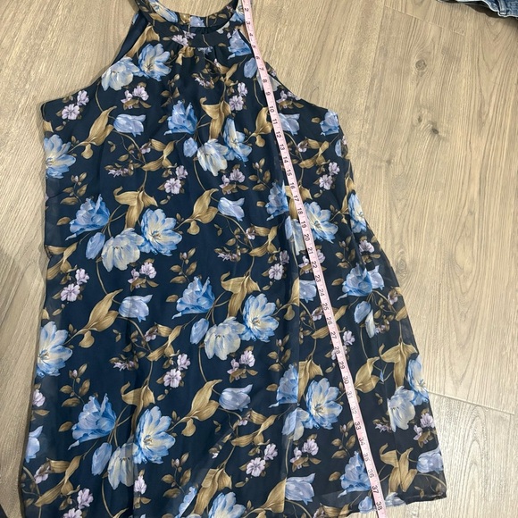 New York & Company Blue Multicolor Floral Sleeveless Dress Sz XL Preppy Classic - Picture 5 of 9
